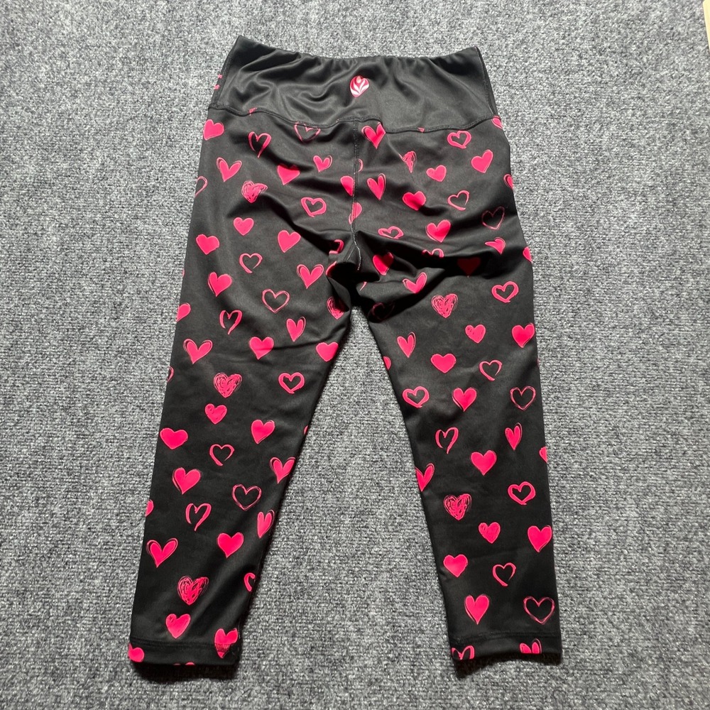 Kali Miami Fitwear Womens Black Pink Heart Print Capri Leggings Size Medium - Picture 6 of 7